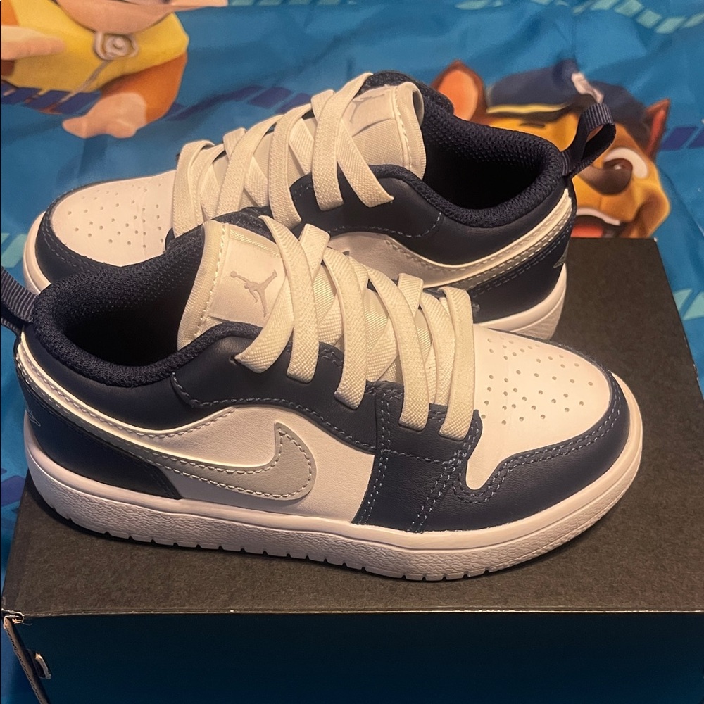 Jordan Kids Navy and White Sneakers